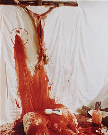 Nitsch Hermann O.M. Theater, 1973 fotografia su carta kodak, cm 60x50, es....