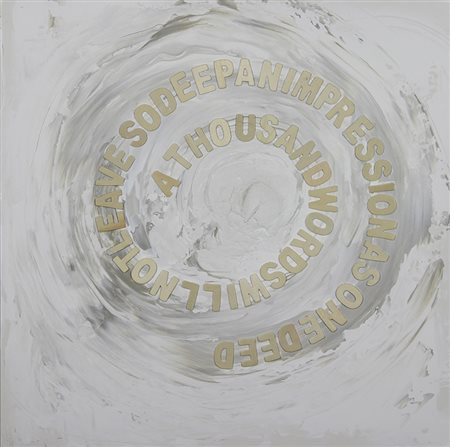 Tonello Sara Words, 2014 tecnica mista su tavola, cm. 55x55 firmata datata e...