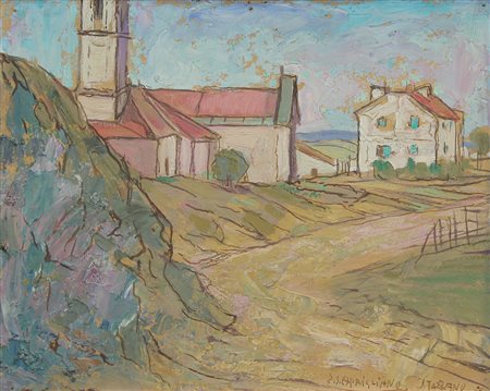 Aprigliano Ettore Salvatore La chiesetta di Stazzano olio su tavola, cm....