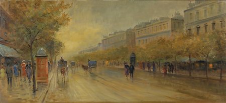 Artista Ignoto Senza titolo olio su tavola, cm. 31x68 firma non riconosciuta...