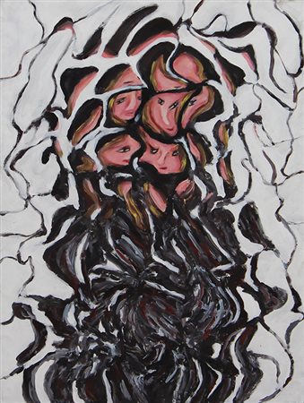 Avanzi Paolo Ragazza con cappuccio, acrilico su tela, cm. 40x30 firmato al...