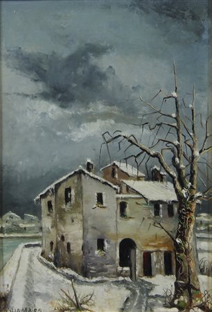 Lama Casa, 1985 olio su tavola, cm. 43x30 firmato in basso a sinistra