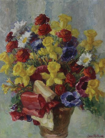 Maestri Figini Fiori olio su tela, cm 44x34 firmato in basso a destra