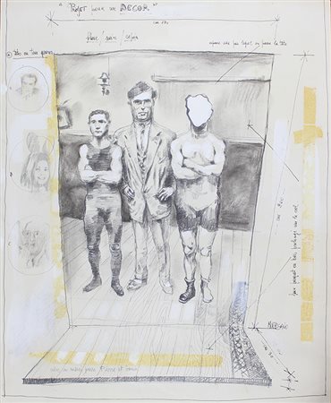 Montesano Gian Marco Projet pour un decor tecnica mista su carta, cm 60,5x50...