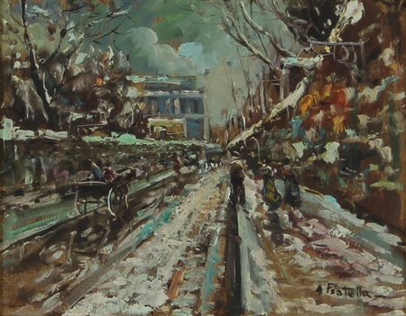 Pratella Senza titolo olio su tavola, cm 20x25,5 firmato Pratella in basso a...