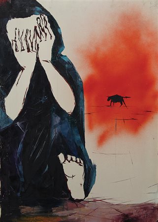 Nani Razetti Ultimo fiato - Quelle che rimangono lotto di 2 oli su tela, cm...