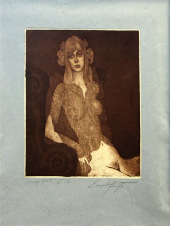 Fuchs Ernst Eva in negligè, 1969 acquaforte su carta, cm. 51,5x50,5 es....