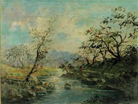 Zangli Fortunato Paesaggio olio su tavola, cm. 30x40 firmato in basso a...