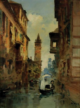 Zangli Fortunato Rio Santa Barnaba olio su tavola, cm. 40x30 firmato in basso...