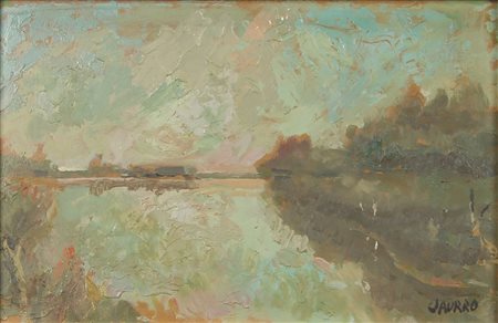 Ciaurro Ilario L'Adige, 1967 olio su tavola, cm. 23x35 firmato in basso a...