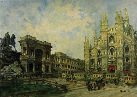 Zangli Fortunato Il Duomo di Milano olio su tela, cm. 50x70 firmato in basso...
