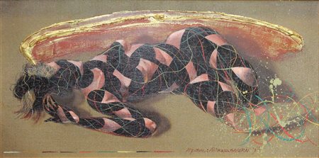 Sakurai Akimasa Senza titolo, 1997 tecnica mista su tela, cm. 26,5x53 firmato...