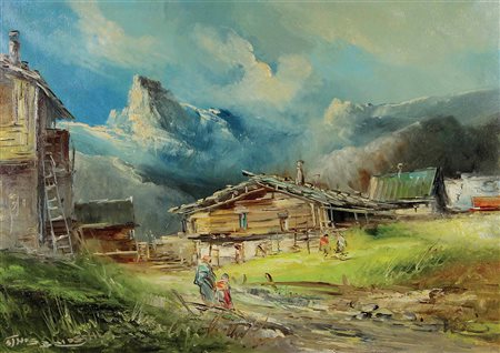 Brioschi Athos Paesaggio montano olio su tela, cm. 50x70 firmato in basso a...