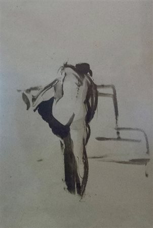 Annigoni Pietro Figura china su carta pesante con tagli regolari, cm. 61x37,5...