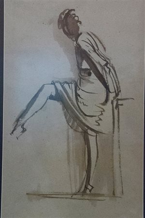 Annigoni Pietro Figura china su carta pesante con tagli regolari, cm. 61x37,5...