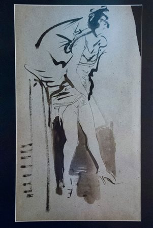 Annigoni Pietro Figura china su carta pesante, cm. 61x37,5 firmata e siglata...