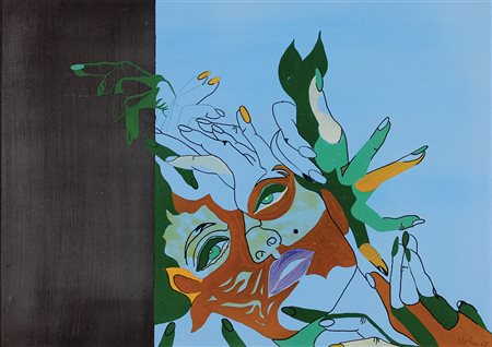 Eulisse Vincenzo Musa duemila, 1967 olio su tela, cm 50x70 firmato e datato...