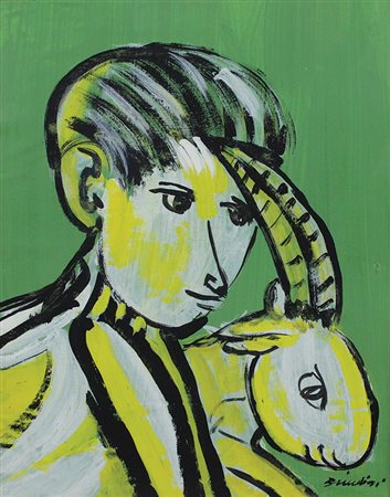 Brindisi Remo Pastorale tempera su cartone applicato su tela, cm 40x30...