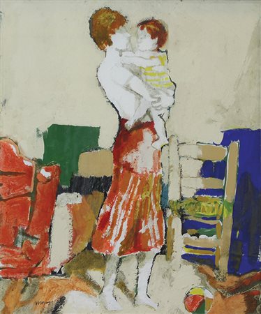 Morago Maternità olio su tela, cm 60x50 firmato in basso a sinistra,...