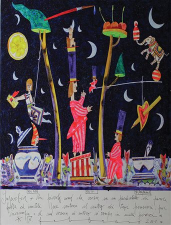 Musante Francesco Superbia tecnica mista su tavola, cm. 70x70 firmata in...