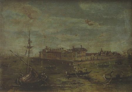 Anonimo veneziano Venezia olio su tavola, cm. 18,5x29