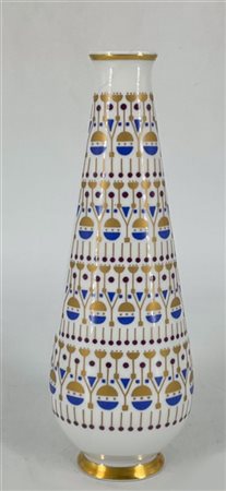 Hutschenreuther Vaso in porcellana bianca dipinta in policromia e oro a motivi g