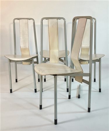 Achille Castiglioni Quattro sedie modello "Irma". Produzione Zanotta, Italia, 19