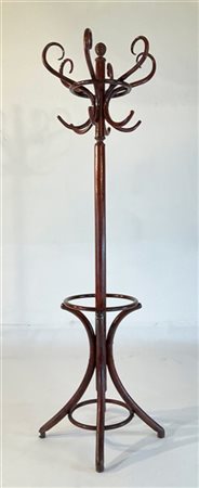 Appendiabiti a stelo. Italia, secolo XX. Faggio curvato, con portaombrelli. (h