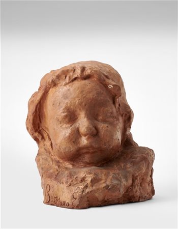 Ernesto Bazzaro "Testa di fanciullo" 
scultura in terracotta (h. cm. 21)
Firmata