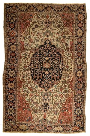Tappeto Sarouk, Persia, fine secolo XIX. Decoro con grande medaglione centrale