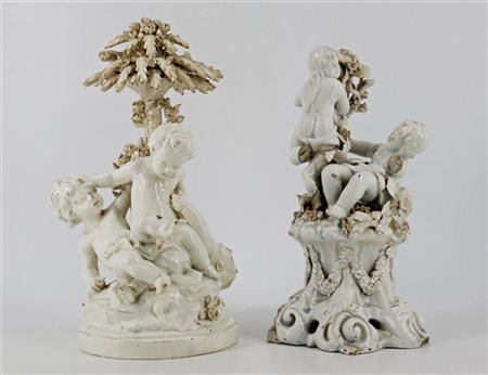 Manifatture venete, secolo XX. Lotto composto da due gruppi in ceramica bianca