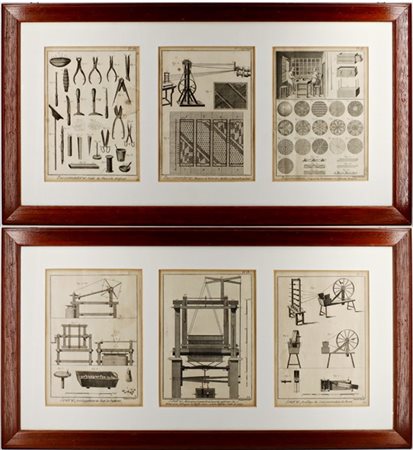 Robert Benard "Passementerie" e "Soierie"
sei incisioni su carta in due cornici