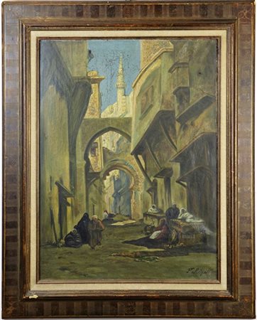 Marcel Falcinelli "Veduta orientalista" 
olio su tela (cm 65x50)
 firmato in bas