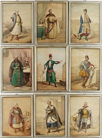 Artista anonimo del secolo XIX

Gruppo di tredici litografie con ricca coloritu