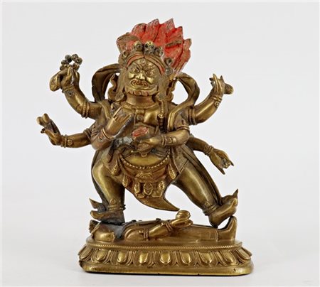 Makahala in lega di ottone con traccia policromia sulla testa 
Tibet, secolo XI