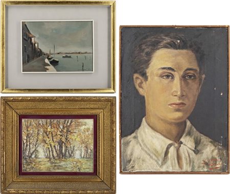 Lotto composto da tre dipinti di diversi autori, soggetti e misure 
firmati
in