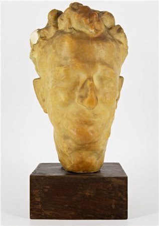 Angelo Montegani "Autoritratto" 
scultura in cera (cm 25) su base in legno (cm 6