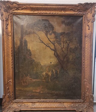 Ignoto della seconda metà del secolo XIX

"Cavalieri in un bosco" 
olio su tela