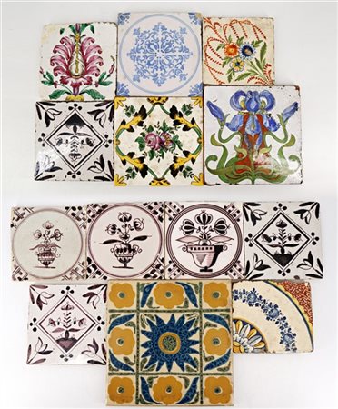 Manifatture diverse, secolo XIX-XX. Lotto composto da numerose piastrelle da pa