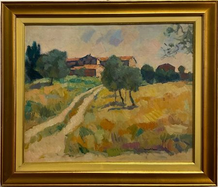Mario Castellani "Campagna toscana" olio su tela (cm 49x59) firmato in basso a d