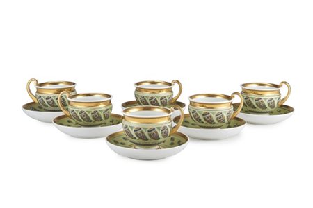 Manifattura Ginori, Doccia, inizio secolo XIX. Sei tazze con piattino in porcel