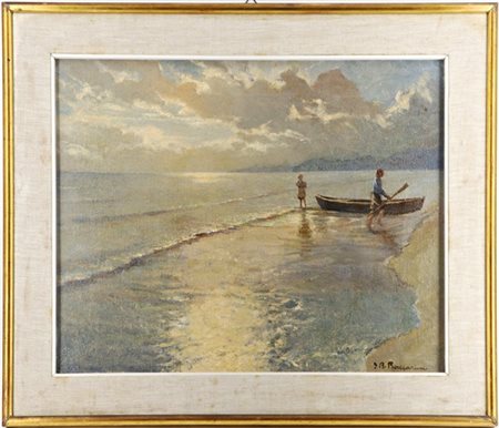 Gian Rito Baccarini "Il ritorno a riva" 
olio su cartone telato (cm 40x50)
firma