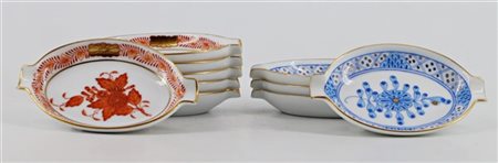 Manifatture Herend. Gruppo di dieci piccoli posacenere in porcellana policroma