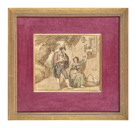 Bartolomeo Pinelli "Famiglia di popolani davanti a un'immagine sacra"
acquerelli