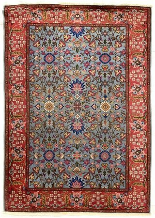 Tappeto romeno, secolo XX. Decoro floreale sparso su fondo azzurro (cm 185x127)