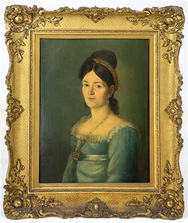 Seguace di Francisco Goya (Fuendetodos 1746 - Bordeaux 1828)"Ritratto di dama