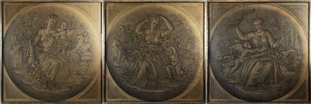 Virgilio Bertazzoni Lotto composto da tre disegni preparatori a carboncino raffi