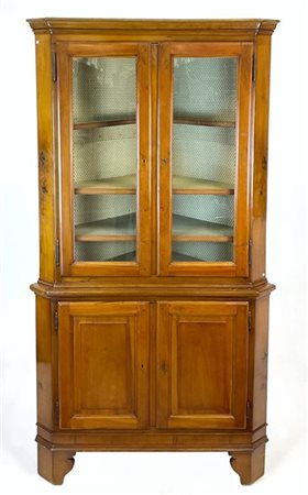 Angoliera in ciliegio a due ante pannellate nella parte inferiore e due ante co