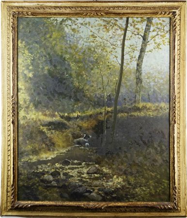 Giovanni Borgonovo "Campagna lombarda" 
olio su compensato (cm 72x60)
firmato in