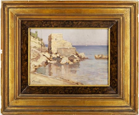 Arturo Tarracina "Lacco Ameno - Ischia" 
olio su cartone (cm 22x30)
firmato in b